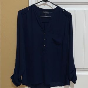 100% polyester dark/navy blue The Limited blouse